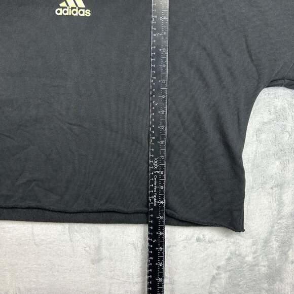 Adidas Sweatshirt Womens XL Black Crop Top Long Sleeve T Shirt Logo Active - Picture 15 of 15